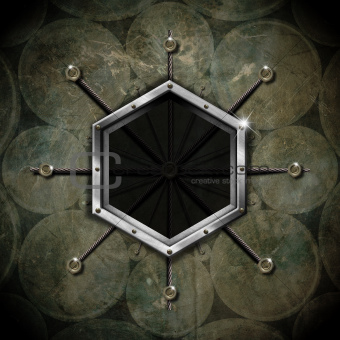 Hexagonal Frame on the Grunge Wall - circles