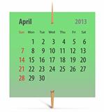 Calendar for April 2013