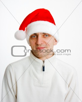 young man in Santa hat