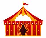 Red circus tent isolated on white