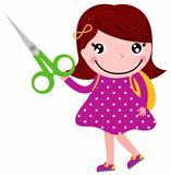 Creative girl with scissors isolated on white