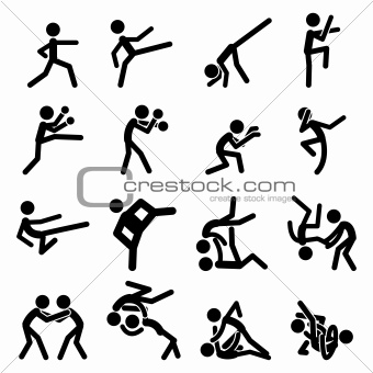 Sport Pictogram Icon Set 03 Martial Arts