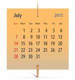 Calendar for July 2013