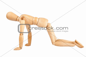 Wooden dummy on a knees