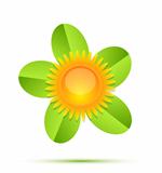 Sun and leaf conceptual icon set