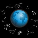 constellations around the globe vector illustration