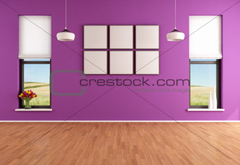Empty modern purple room
