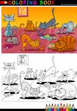 Cartoon Cats for Coloring Book or Page