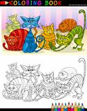 Cartoon Cats for Coloring Book or Page