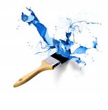 Paintbrush splashing dripping blue