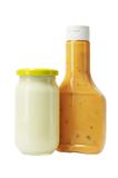 Mayonnaise and Thousand Island Dressing in Glass Bottles