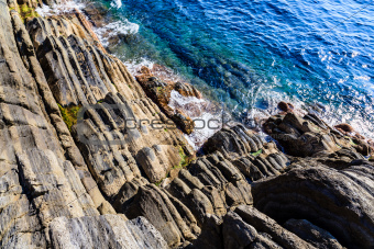 Cliffs and Mediterranean Sea in Cinque Terre, Italy