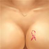 Female breast and pink ribbon