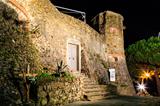 Illuminated Castle of Riomaggiore at Night, Cinque Terre, Italy