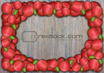 Apple frame on wooden wall for thanksgiving