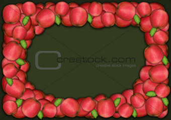 Autumn and thanksgiving apple frame on green background