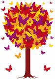 autumn tree with butterfly leaves, vector 
