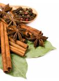 cinnamon sticks , bay leaf and star anise