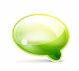 Green glossy speech bubble icon