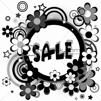 Sale design template with flowers and circles
