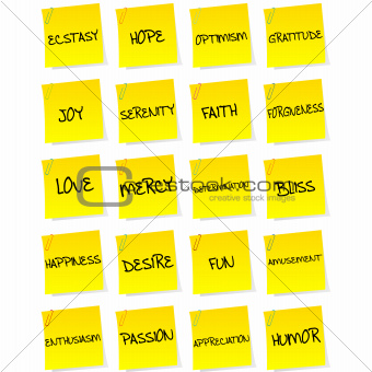 Set of sheets of paper with negative emotions