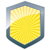 Silver shield with sunburst