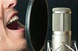 Man Sings Into Condenser Microphone, Close