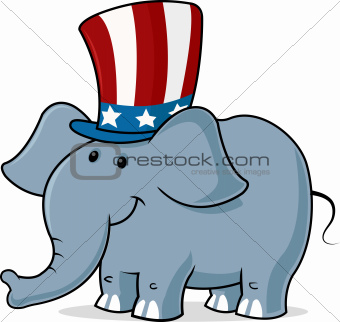 vector image of a elephant wearing uncle sam hat