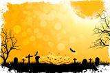 Grungy Halloween Background with Pumpkins