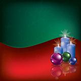 grunge background with Christmas decorations and candles
