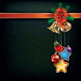grunge Christmas background with handbells and decorations