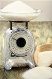 Kitchen scales. Measure of the weight of sugar.