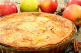 Homemade apple pie closeup.