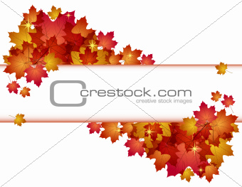 Autumn banner with red leaves.