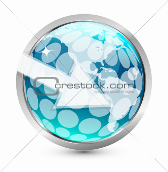 Earth globe arrow icon