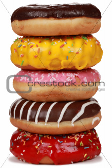 Collection of many colorful donuts