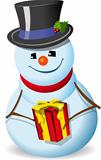 snowman with a gift