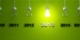 2013 New Year sign with light bulb