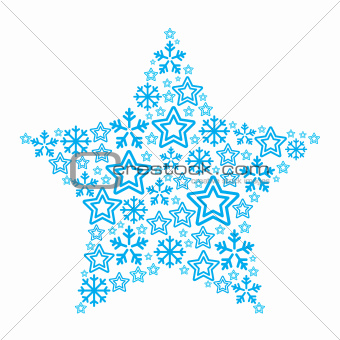 Christmas star made of star and snowflakes icons