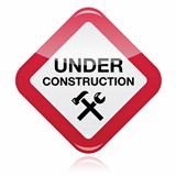 Under construction red warning sign
