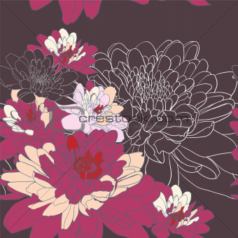 Seamless background with chrysanthemum flowers