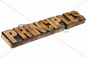 principles word in wood type