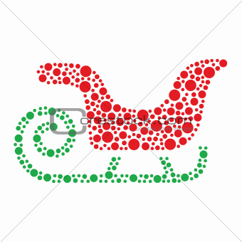 Christmas santa sleigh icon made of circles