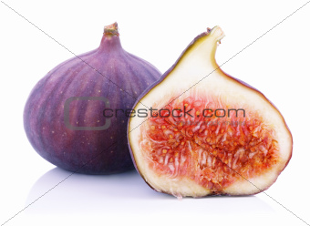 Ripe fig fruits on white