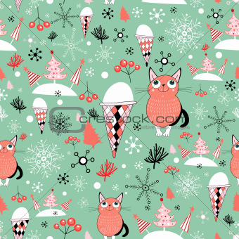 winter texture with cats