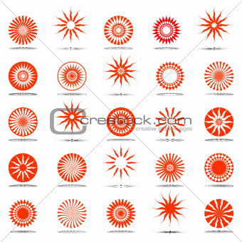 Sun icons. Design elements set. 