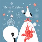 Christmas card with gull