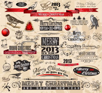 2013 Christmas Vintage typograph design elements