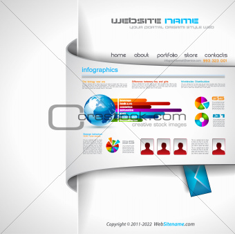 Modern web templave with paper style background