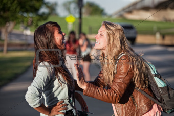 Two Excited Students Talking